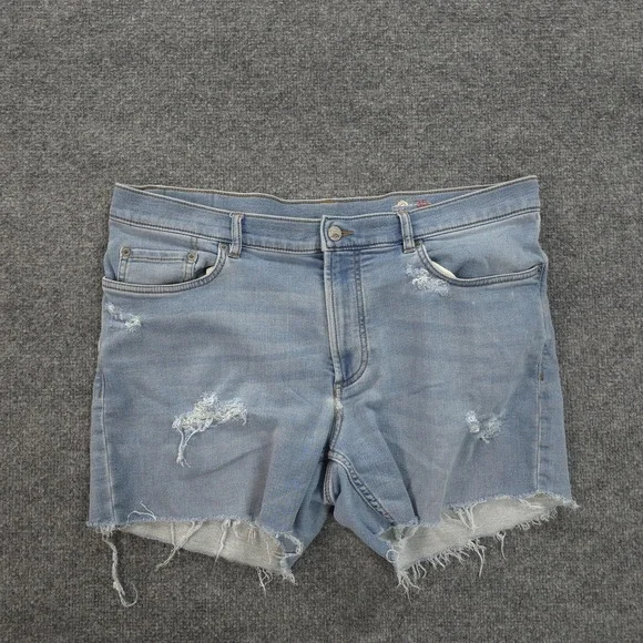 Faherty‎ Shorts Mens 35 Blue Denim Stretch Terry 5 Pocket Cutoff Summer Casual
