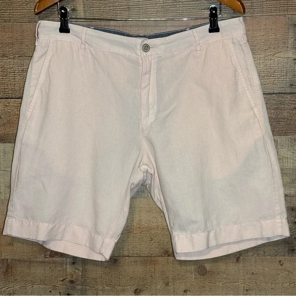 Faherty Malibu Short Mens 33 Summer Pink Linen Cotton Golf Casual