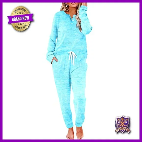 Long Sleeve Pajama Set with Joggers, Soft Brushed Jersey, XS Regular Fit