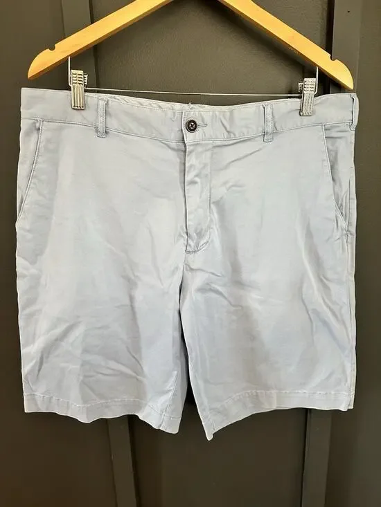Faherty Men’s Chino Shorts - Light Blue, Size 36, Flat Front With Pockets