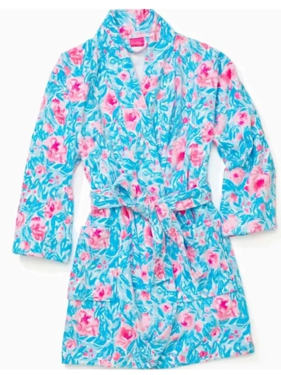 Lilly Pulitzer plush velour Bondi blue My Little Peony terry robe