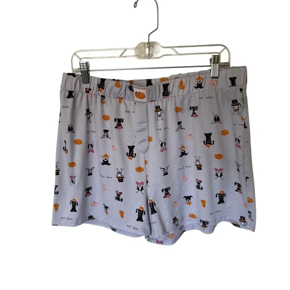 Rae Dunn Halloween Dog Pajama Shorts Women XL Purple Pumpkin Excellent Condition