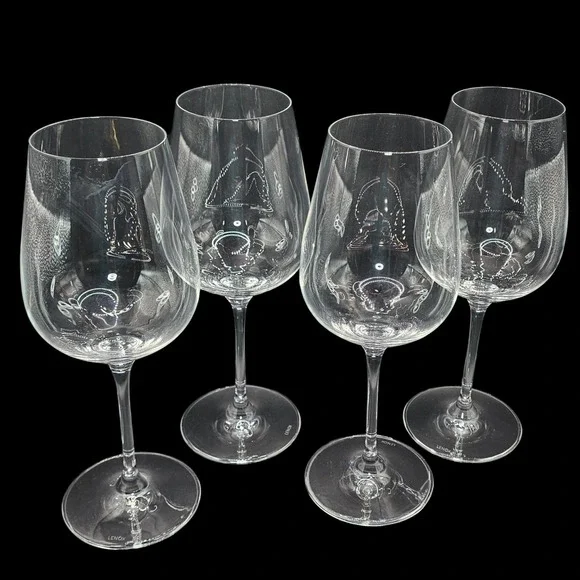 Lenox Crystal Wine Glasses Set of 4 Clear Stemmed Goblets 9