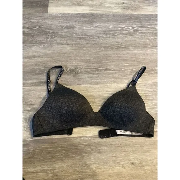 Victoria Secret Wear Everywhere Lightly Lined Bra Heather Black Bra 34C