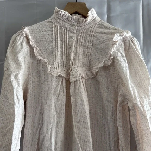 Vintage Grannycore M Nightgown Modest‎ Long Full Coverage White Pink