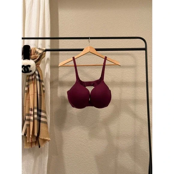 Victorias Secret Push Up Bra Burgundy Wine Logo Strap 36D