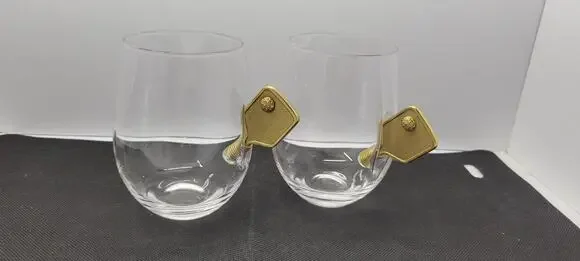 Pickleball Stemless Wine Glasses | Single | Stuck In The Glass Pickle Ball Pa...