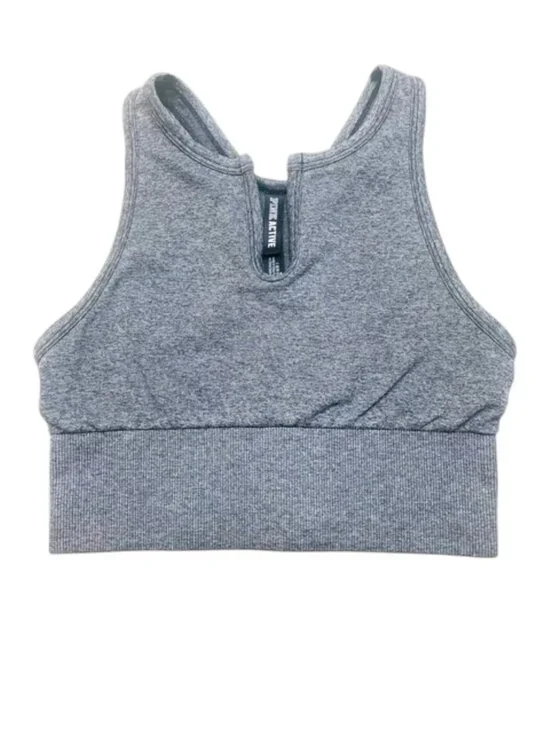 PINK VICTORIA'S SECRET Grey Heather Seamless Crop Sports Bra - Size Medium