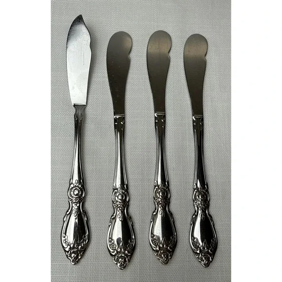Oneida Community Plantation Knives Butter +‎ Spreader Stainless Flatware X4