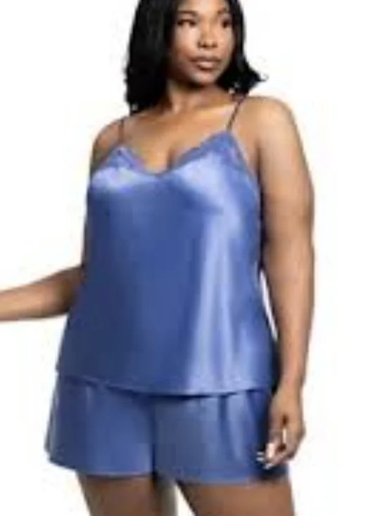 Source Unknown Blue Satin Cami & Short Sleep Set