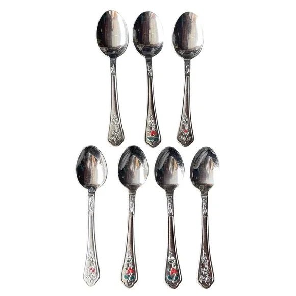 7 PFALTZGRAFF‎ Winterberry Holly Teaspoon Tablespoon Spoon Flatware Christmas