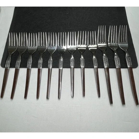 Vintage 1960s EKCO Eterna La Joya Set 12 Forks Silverware Flatware Made in Japan