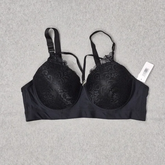 GAIYI Women Bra 46DD Black Longline T Shirt Underwired Lace Strap NWT