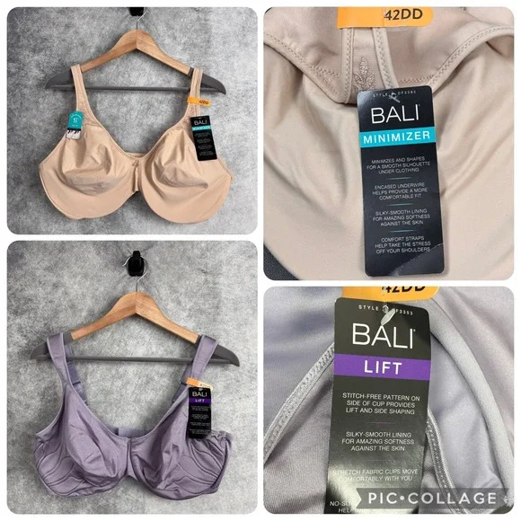 Bali‎ Bra Lift & Minimizer Bundle Lot of 2 Underwire Bras Size 42DD NWT