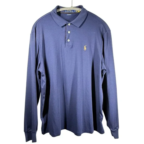 Polo‎ Ralph Lauren Long Sleeve Shirt Sz L Blue Pony Logo Classic Fit Soft Cotton
