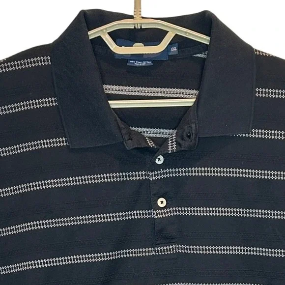 Polo Golf‎ Ralph Lauren Polo XXL Men's Black White Pima Cotton Striped S/S Shirt