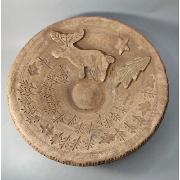 Vintage Reindeer Studio Art Pottery Bowl Trinket Dish Hand Thrown Hobbyist