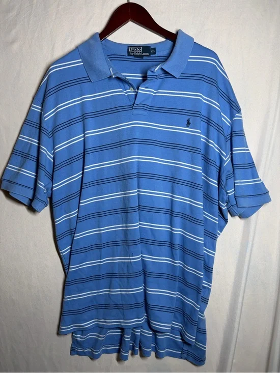 Ralph Lauren Men’s Light Blue Striped Polo Shirt
