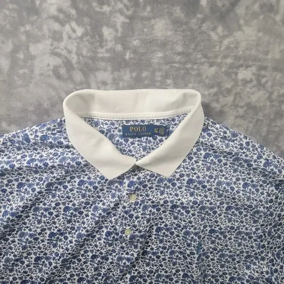 Polo Ralph Lauren Mens XLT Short Sleeve Floral Polo Shirt Blue