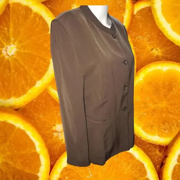 Petite Sophisticate Brown 3‎ Button Blazer