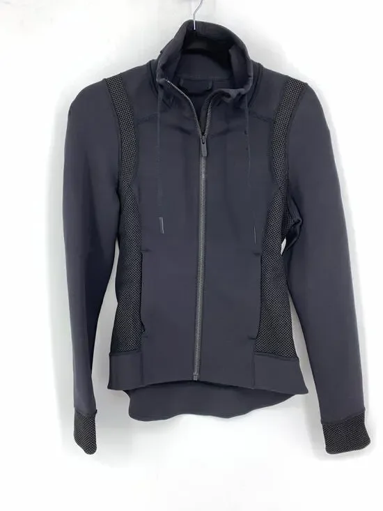 Lululemon Hot Mesh Jacket Women's Size 6 Full Zip Black Breathable Luxtreme