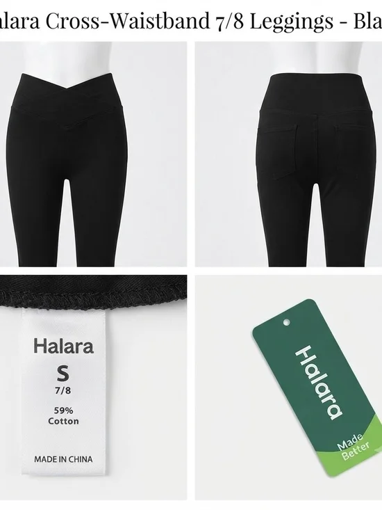 HALARA Black Cross-Waistband 7/8  Leggings