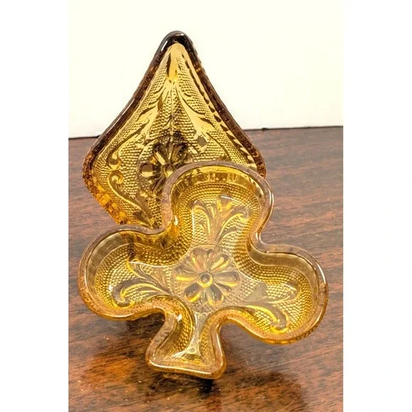 Indiana Glass Tiara Amber Card Suit Dishes Club Diamond Sandwich MCM Vintage