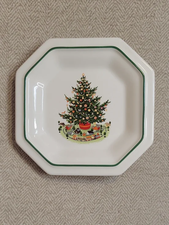 VTG Pfaltzgraff Christmas Heritage Octagonal Mint Tray Candy Dish Made in USA