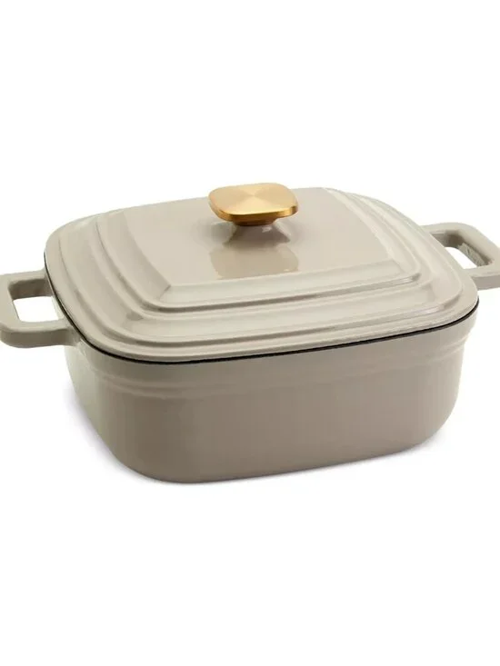 Smith & Clark Ironworks 4 Qt Square Enameled Cast Iron Dutch Oven Gray with Lid