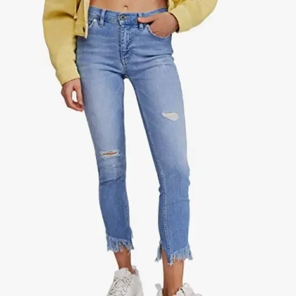 Free People We The Free Great Heights Frayed Skinny Jeans Size 25