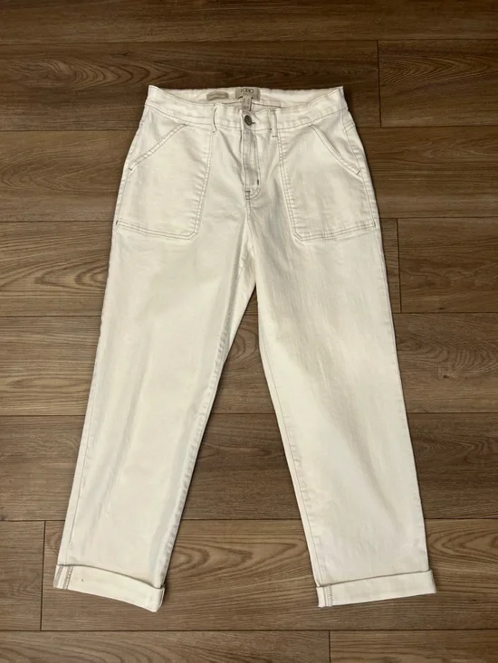 LOGO Lori Goldstein Boyfriend Jeans Size 10 Ivory A646051 2024