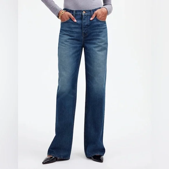 Madewell Low-Slung Baggy Jeans in Moffat Wash-Rigid Size 33 $138‎ NS199