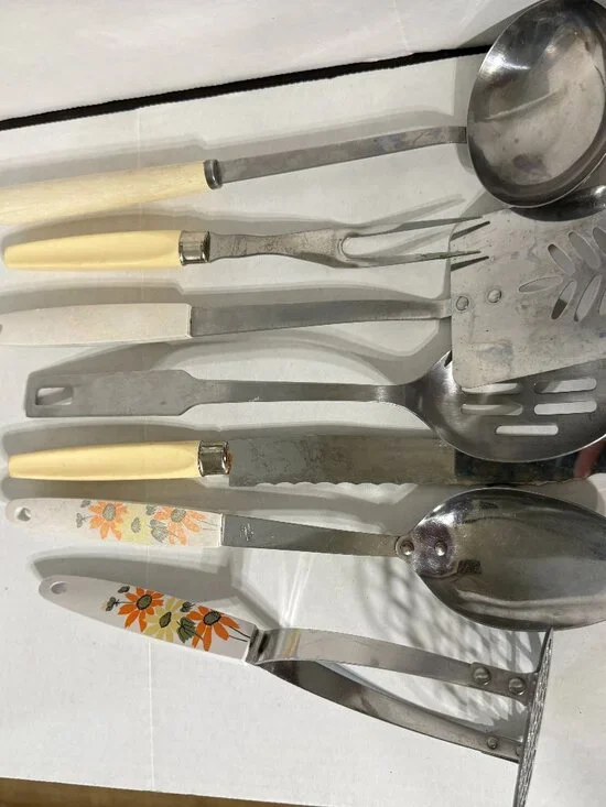 Ekco Stainless Steel Kitchen Utensils Country Garden Fork Spreader Ladle Flowers