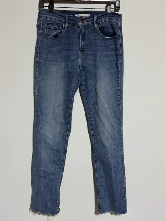 Levis 505 Straight Jeans Womens Size 29 Medium‎ Wash Blue Stretch 5 Pockets