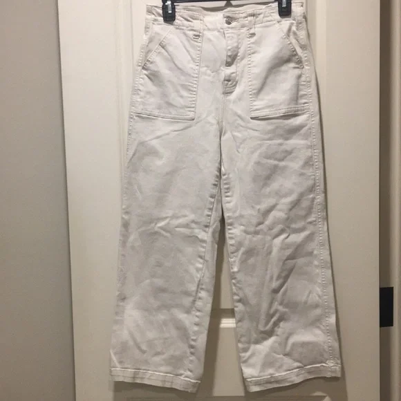 Vigoss women Dylan High Rise Wide Leg Crop jean pants stretch size 28