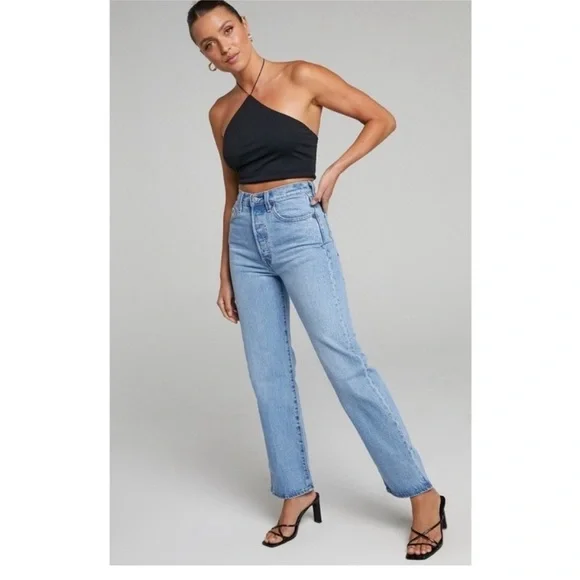 Levis Premium Womens Ribcage Straight Denim Jeans Blue High Waist Straight sz 25