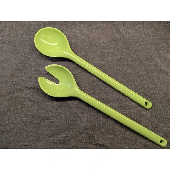 Lime Green Melamine Salad Servers Set Serving Spoon and Fork Heat Resistant