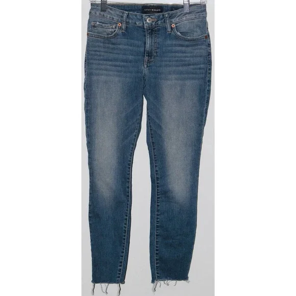 Women's Lucky Brand Blue Casual Straight Leg Distressed Skinny Jeans Size 2 / 26