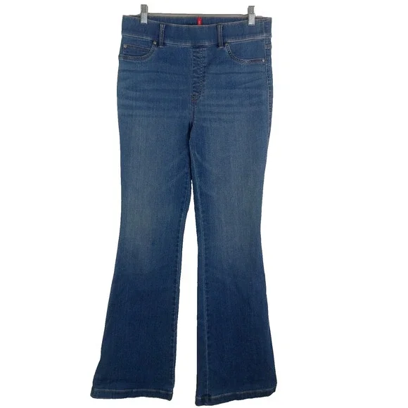 SPANX Everywear Pull-On Flare Jeans Large Vintage Indigo Wash Shapewear Stretch