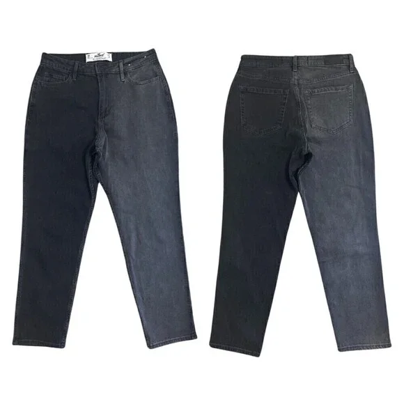 Hollister Size 27 Curvy High Rise Colorblock Black Cotton Denim Mom Jeans Y2K