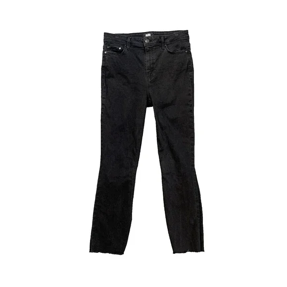 Paige Jeans Womens 30 Faded Black Claudine Ankle Raw Hem High Rise Skinny Ankle