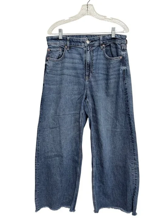 American Eagle Outfitters Super High-Rise Baggy Wide-Leg Jeans Blue 12 X-Short