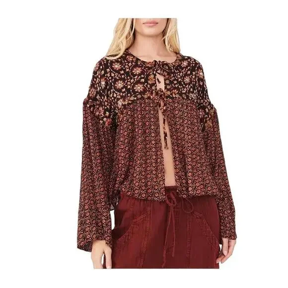 Free people Women's Malia‎ Babydoll Jacket top sz Medium