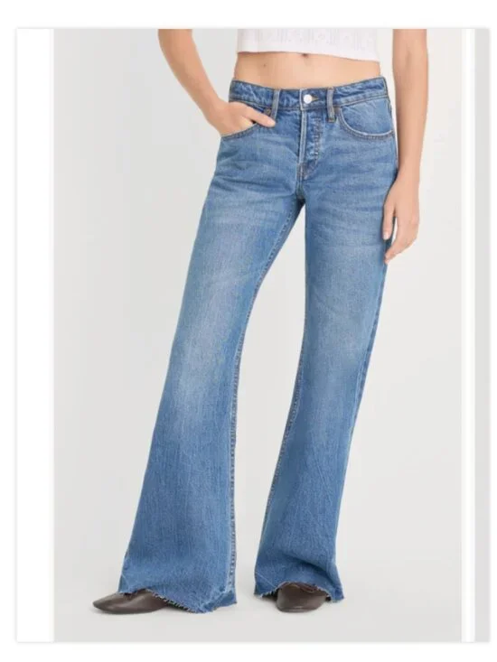Good American NWT Vintage Low Relaxed Flare Jeans Size 2/26 Indigo Denim Stretch