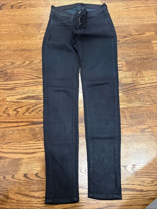 J Brand Black Wax Coated Skinny Jeans