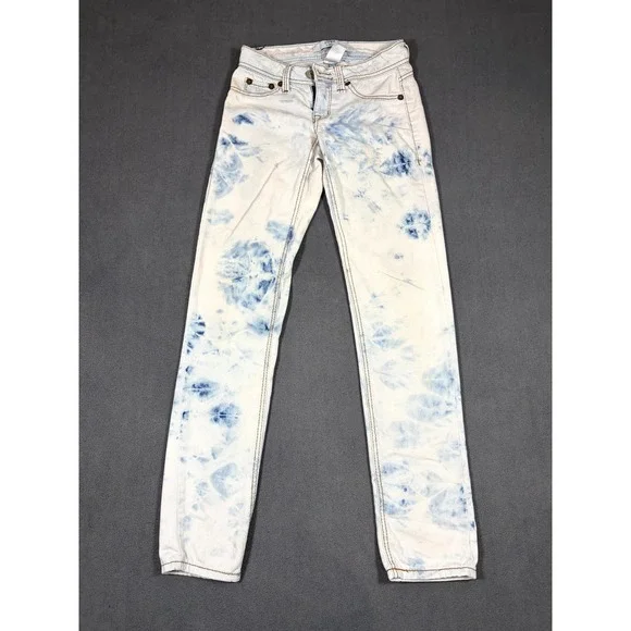 Piper & Blue Jeans Womens 26W Light Blue Tie Dye Denim Skinny Leg Y2k Streetwear