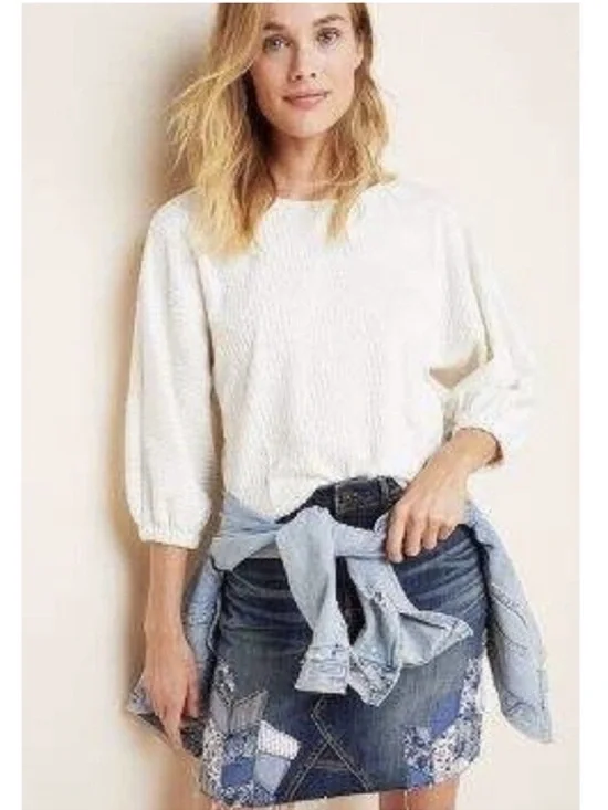 By Anthropologie Arya Textured Balloon Sleeve Top | xs