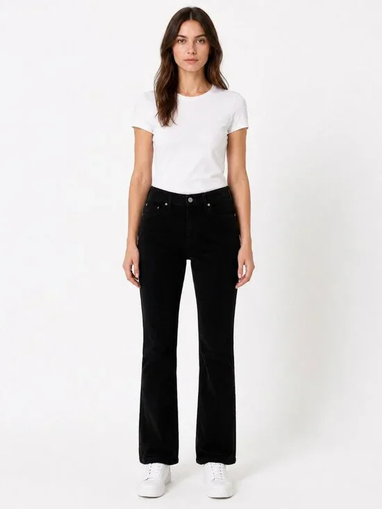 Talbots Petites Curvy Black Corduroy Straight Leg Pants Size 8P