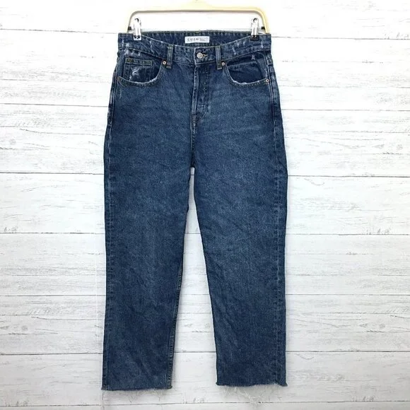 Denim & Co. Women's Jeans Straight Leg Button Fly Cotton Denim Size 8 length 26