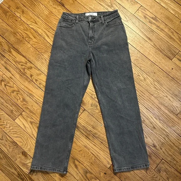 Hollister Ultra High-Rise Dad Jeans Washed Black W29 8S Relaxed Straight Leg